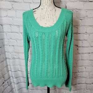 Old Navy Perfect Fit Green Open Knit Pullover Sweater Womens
